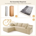 thumbnail image 4 of Sofa Couches, Lofka 105" L Shaped Sectional for Living Room, No Assembly Boneless Deep Seat, Beige Corduroy, 4 of 10