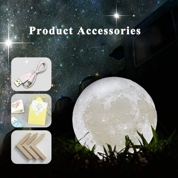 Moon Lamp Moon Light Night Light for Kids Gift for Women USB Charging and Touch Control Brightness 3D Printed Warm and Cool White Lunar Lamp 3.5In