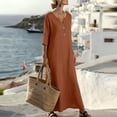 thumbnail image 6 of Stamzod Beach Dresses for Women 2026 Vacation Summer V-Neck Long Dress Casual 3/4 Sleeve Flowy Dresses Fashion Clothing Brown S, 6 of 10