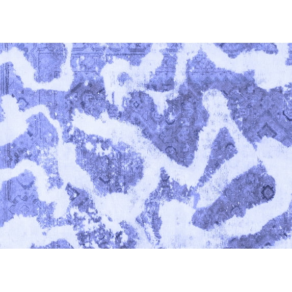 Ahgly Company Indoor Rectangle Abstract Blue Modern Area Rugs, 2' x 5'