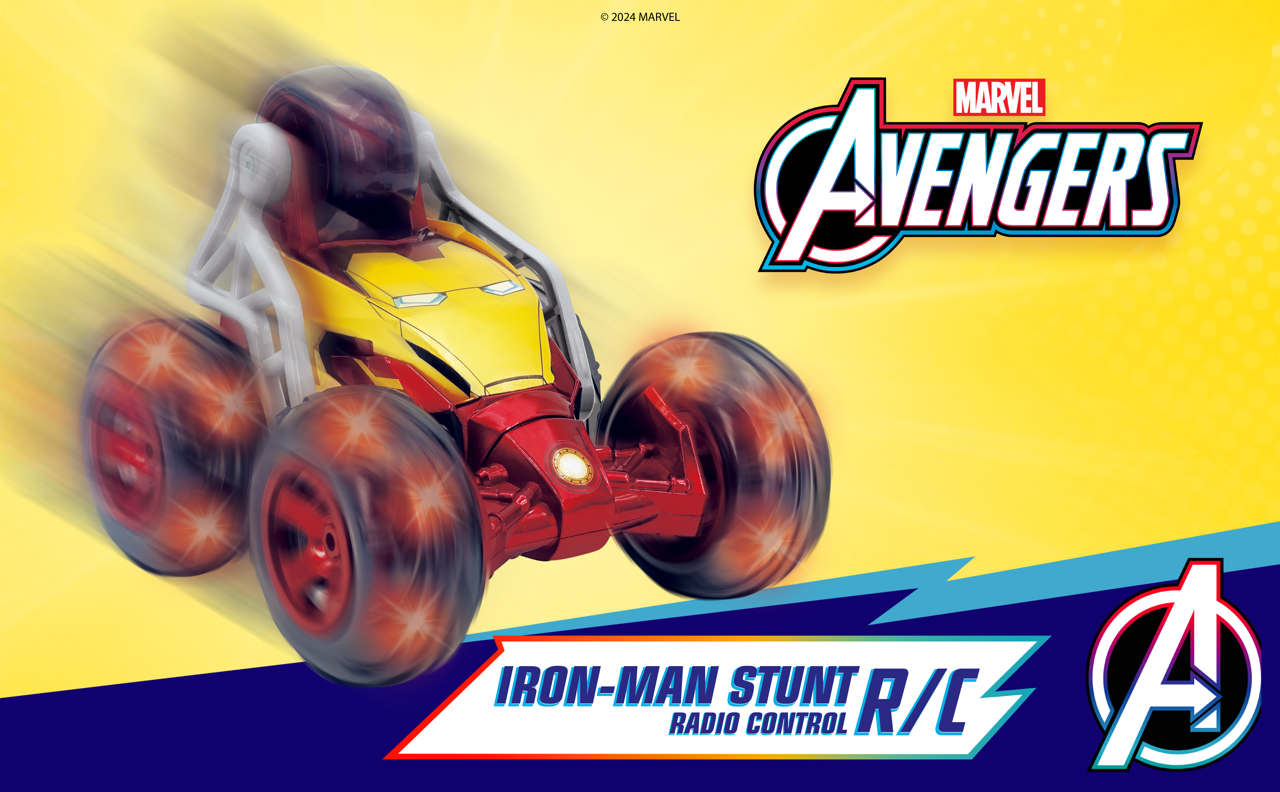 Jada Marvel Iron Man RC Stunt Car with Standing Drift and 360° Rotation, Ages 6+