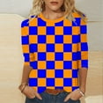 thumbnail image 2 of Feancey Womens Plus Size 3/4 Sleeve Tunic Tops Colorblock Plaid T-Shirts for Women Crewneck Loose Work Blouse 2025 Trendy Going Out Graphic Tees Orange 5XL, 2 of 7