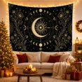 thumbnail image 3 of Celestial Crescent Moon Within Planetary Rings and Flowers, Mystical Vintage for Space Lovers, Astronomy Decor, New Home Gift, Tapestry Wall Hanging for Bedroom and Study Room, 3 of 7