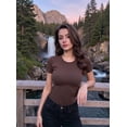 thumbnail image 4 of Remera BDITANLE para Mujer de Punto Acanalado con Cuello Redondo y Ajuste Slim, 4 of 6