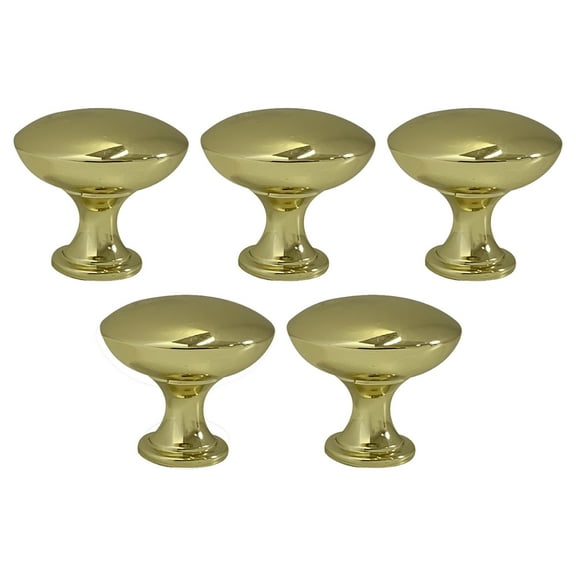 Design House Mushroom 1.25-Inch Cabinet Knob in Polished Brass, 5-Pack