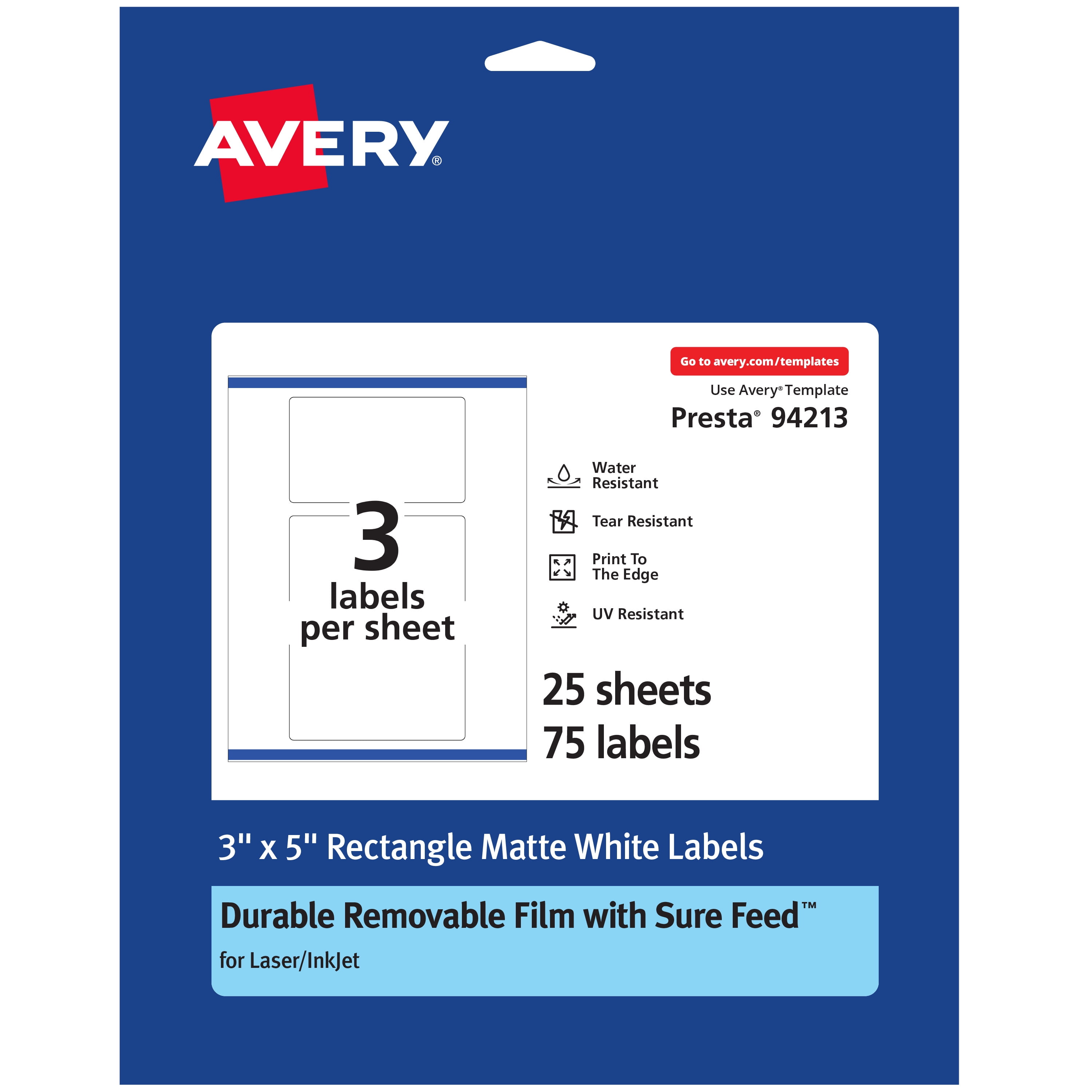 Avery Durable ID Labels with Sure Feed, 3