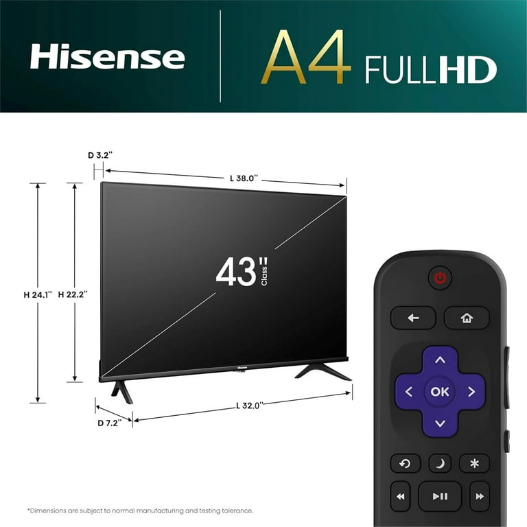 Hisense 43A4NR 43 inch Class A4 Series FHD Roku Smart TV