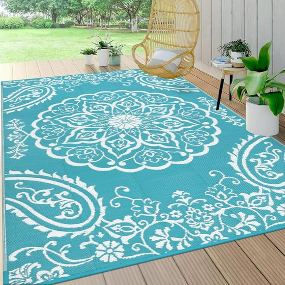 Alfombra de exterior Pauwer, 183 x 274 cm, impermeable, reversible