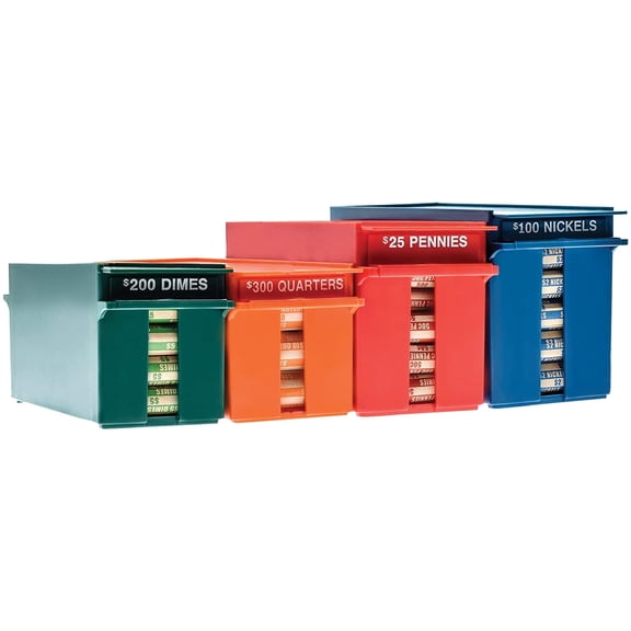 Nadex Coins NCS8-1008 Rolled Coin Storage Box with Lockable Cover, Coin Wrapper Organizer and Coin Roll Holder