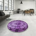 thumbnail image 4 of Ahgly Company Machine Washable Indoor Round Transitional Heliotrope Purple Area Rugs, 8' Round, 4 of 7