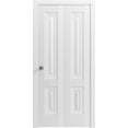 thumbnail image 1 of Sliding Closet Bi-fold Doors 72 x 96 inches | Lucia 8831 White Silk | Sturdy Tracks Moldings Trims Hardware Set | Wood Solid Bedroom Wardrobe Doors, 1 of 5