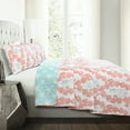 thumbnail image 2 of Lush Decor Dina Quilt Set, King, Blue/Coral, 2 of 2