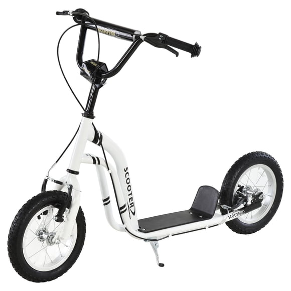 Aosom Kick Scooter, Teens Scooter with Adjustable Height Handlebar, White
