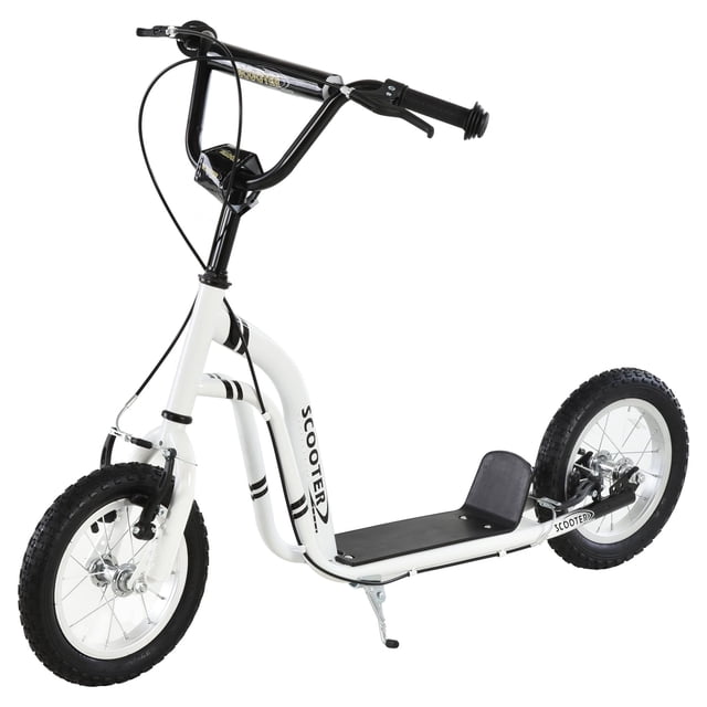 Aosom Trottinette, trottinette pour Ados avec Guidon à Hauteur Réglable, Blanc