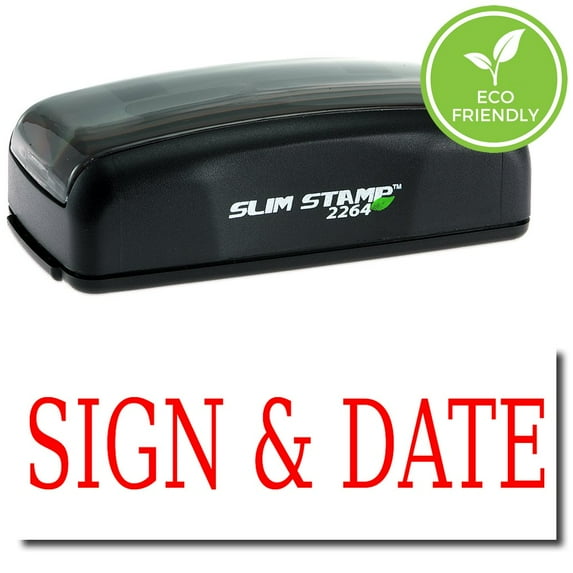 Large Pre-Inked Sign & Date Stamp with Blue Ink