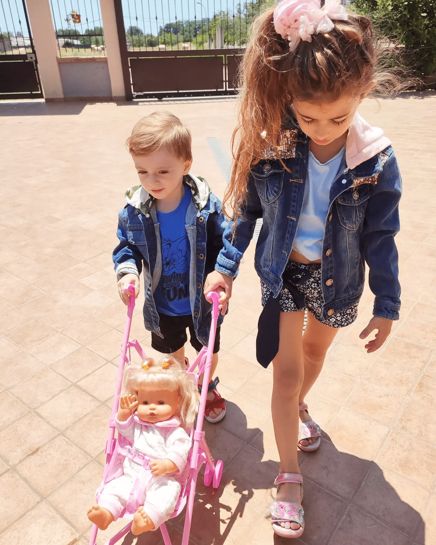 KIDSCOOL SPACE Toddler Children's Denim Jacket with Pink