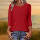 thumbnail image 2 of Camiseta de Cuello Redondo de Manga 3/4 de Color Sólido Casual con Poliéster Suave, Top de Primavera de Moda para el Uso Diario en Casa O en el Trabajo, 2 of 6