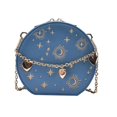 thumbnail image 1 of Bolso bandolera redondo para mujer, bolso de hombro de piel sintética con correa de cadena de metal, monederos para teléfono móvil con cremallera, 1 of 5
