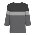 thumbnail image 4 of Women V Neck T Shirts Trendy Graphic 3/4 Sleeve Tops Comfortable Soft Tees Classic Loose Dressy Summer Shirts Gray 3XL, 4 of 5