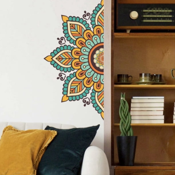 Pegatina de Pared con Diseño de Mandala, Papel Tapiz Autoadhesivo, Decoración de Fondo Adecuada para Sala de Estar, 5 Piezas