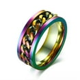 thumbnail image 6 of Silver/Black/Gold/Rainbow Spinner Chain Rings Stainless Steel Men's Band Sz 6-15, 6 of 9