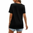 thumbnail image 5 of Olyvenn Womens Summer Tops Short Sleeve Shirts Trendy V Neck T Shirts for Women Casual Tops Loose Tees Tops 2025 Trending Now Black M, 5 of 6
