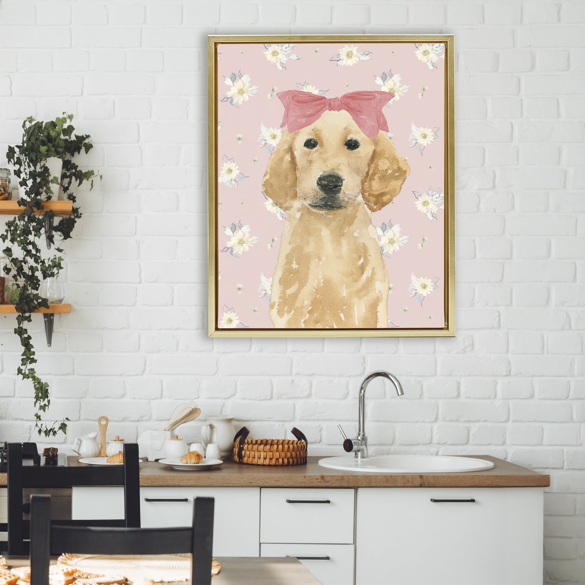 Stupell Industries Picture Ready Retriever Gold Framed Floater Canvas Wall Art, design by Lucille Price