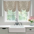 thumbnail image 4 of Japanese Tie Up Curtains for Windows, Adjustable Balloon Window Shades, Grey Simple Traditional Flowers Leaves Pattern Kitchen Window Treatments Farmhouse Short Curtains with Rod Pocket 42"x45", 4 of 8