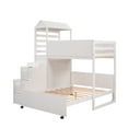 thumbnail image 6 of White Stairway Twin Over Full House Bunk Bed with Two Shelves and Seven Drawers, 6 of 8