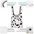 thumbnail image 5 of Shopping Bag 17.5×4.5×15in Crack Resistant Waterproof Super Large Capacity Reusable Extended Handle Can Be Carried Or One Shoulder Simple Cow Print Pattern White Background, Pink And White_3, 5 of 8