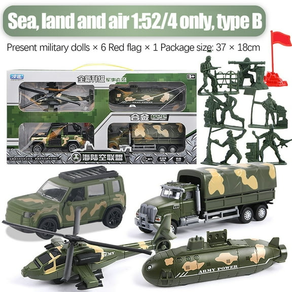 Iumwxz Diecast Military Vehicle Toy,4-Piece Military Toy,Equipped Military Action Figures,Tanksarmored Vehicles,Helicopters,Trucks,Submarines,'S Gifts Toys home decor christmas clearance indoor