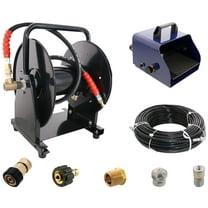 Scheiffer Sewer Jetter Kit - Foot Pedal Hose Reel 1/8" x 200' Hose and Nozzles