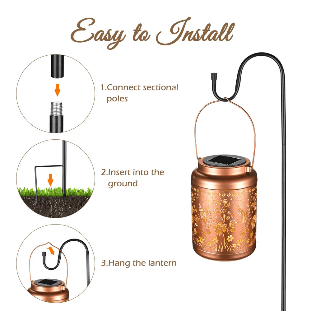 Outdoor Solar Lanterns Waterproof 2ct/pk, Hummingbird 2ct/pk