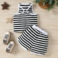 thumbnail image 4 of LNMQLPDBS Unisex Baby Short Sets Sleeveless Striped Summer Vest Tank Top & Shorts 2pcs Casual Outfits Toddler Gym Shorts Baby Girl Loose Soft Breathable Clothes for Sun Day Black 2-3 Years, 4 of 9