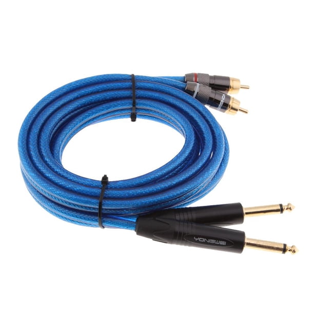 Cable de extensión de audio con conector jack doble de 1/4" a conector RCA macho doble 2 metros