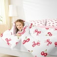 thumbnail image 3 of Manfei Lovely Bowtie Bedding Comforter Set,Girl Bow Knot Twin Comforter Sets,Pink Cherry Bedding Set For Girls,Microfiber Bedroom Decor Reversible,2-Piece, 3 of 7