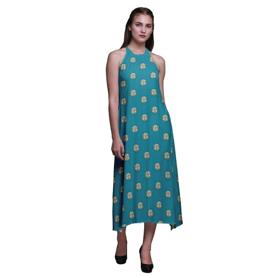 Bimba Face Summer Holiday Party Halter Neck Beachwear Women Backless Dress-X-Large