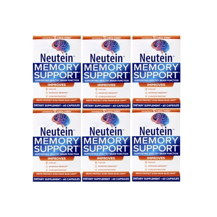 6 Pack - Neutein Natural Memory Support Supplement - PhD Formulated Cognitive Support - 60 Capsules