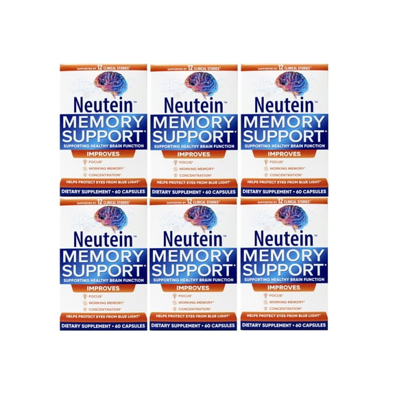 6 Pack - Neutein Natural Memory Support Supplement - PhD Formulated Cognitive Support - 60 Capsules