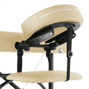 Saloniture Professional Portable Lightweight Tri-Fold Massage Table with Aluminum Legs - Includes Headrest, Face Cradle, Armrests and Carrying Case, Cream