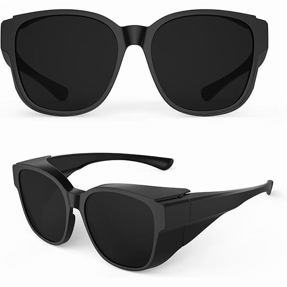 LYH Cataract Sunglasses for Light Sensitivity,Super Dark Fit Over Glasses for Post Eye Surgery,Large Wide Wrap Around