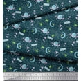 thumbnail image 2 of Soimoi Blue Georgette Viscose Fabric Moon & Stars Galaxy Decor Fabric Printed Yard 42 Inch Wide, 2 of 3