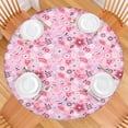 thumbnail image 2 of Pioneer Flower Floral Print Pattern Round Fitted Tablecloth with Elastic Edge,Dining Table Cover Waterproof,Outdoor Round Tablecloth for Camping,Dining,Indoor and Outdoor, 2 of 7