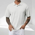 thumbnail image 2 of Hot Days, Bold Styles YLSDY Mens Knit Button Collared Shirts Short Sleeve Summer Textured T Shirts Casual Jacquard Golf Collared Fashion Tops White M, 2 of 6