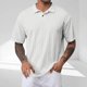 thumbnail image 1 of pstuiky camisetas de hombre, Blusa deportiva informal de verano para hombre, de color liso, de manga corta, con media cremallera y cuello redondo, a la moda camisetas de hombre xxl, 1 of 6