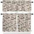 thumbnail image 2 of Kitchen Curtains Set, Beige Coffee Kitchen Curtains and Valances Set, Farmhouse Coffee Theme Rustic Rod Pocket Tier Curtains 24 Inch Length for Cafe/Bedroom Windows, 2 of 6