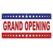 Grand Opening Banner 13 oz Heavy Duty Vinyl Grand Opening Sign for Special Events, Business, Inaugurations & Ceremonies |Outdoor/Indoor, Single-Sided with Metal Grommets (1.5x5 ft, Wh & Re)