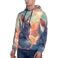 thumbnail image 2 of KLL Sunshine Winged Rabbit Print Mens Hoodie Long Sleeve Casual Pullover Hooded Sweatshirt Fashion Drawstring Hoodies with Pocket-Medium, 2 of 6