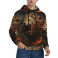 thumbnail image 2 of Wukai Cool Flame Lion A Print Men Hoodies Fleece Sweatshirts Long Sleeve Sweaters Pullover Fall Outfits Winter Clothes-Large, 2 of 7