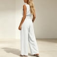 thumbnail image 4 of ClodeEU Women's V Neck Sleeveless Top and Elastic Waist Drawstring Wide Leg Pants Set with Pockets ,Casual Two Piece Outfit White,Women's Plus L, 4 of 7